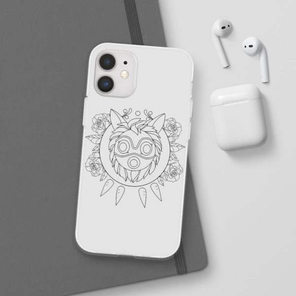 Studio Ghibli Films Princess Mononoke - Princess Mononoke Mask in Black and White iPhone Cases-Accessories, Phone Case, princess mononoke, Studio Ghibli Films Princess Mononoke