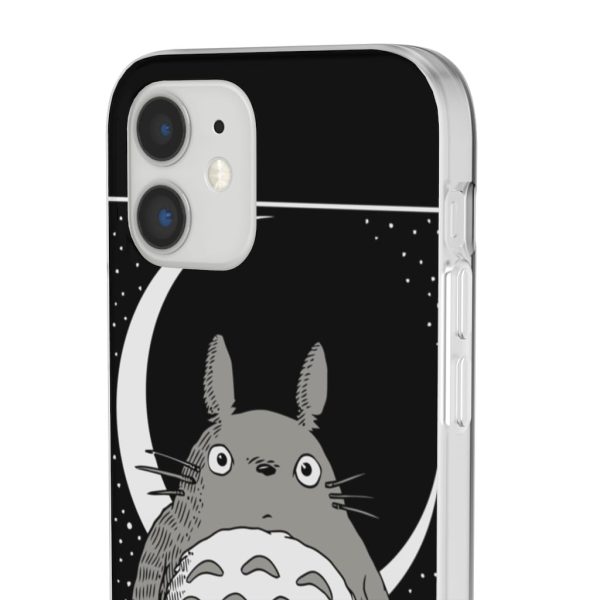 My Neighbor Totoro Film Series - My Neighbor Totoro by the Moon Black & White iPhone Cases-Accessories, My Neighbor Totoro, My Neighbor Totoro Film Series, Phone Case