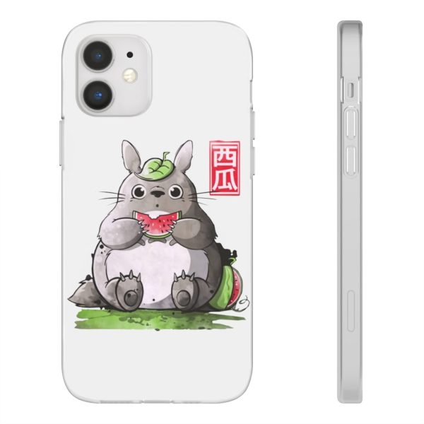 Japanese Totoro Plush - Totoro and Watermelon iPhone Cases-Accessories, Japanese Totoro Plush, My Neighbor Totoro, Phone Case