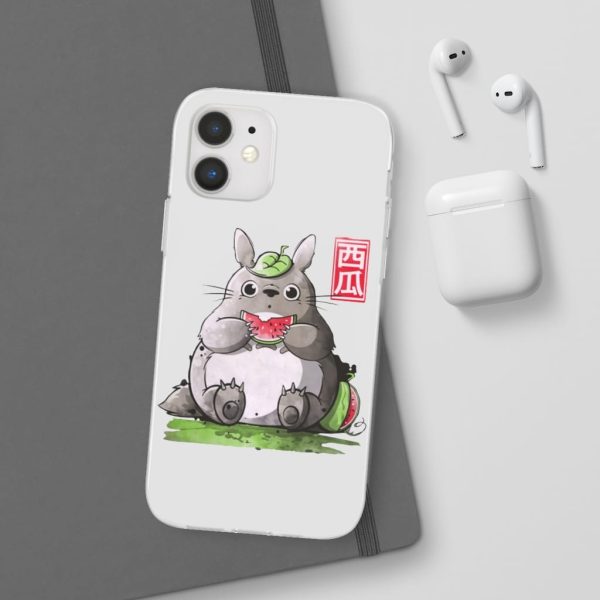 Japanese Totoro Plush - Totoro and Watermelon iPhone Cases-Accessories, Japanese Totoro Plush, My Neighbor Totoro, Phone Case