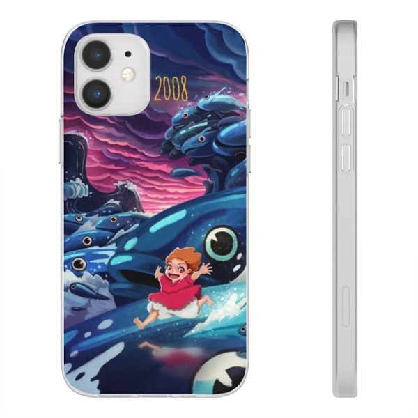 Ponyo Poster - Ponyo 2008 Illustration iPhone Cases-Accessories, Phone Case, ponyo, Ponyo Poster