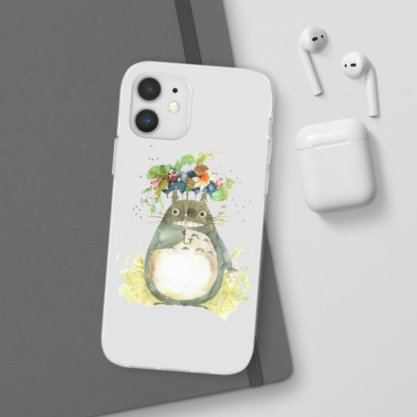 Dust Sprites Spirited Away - Totoro with Flower Umbrella iPhone Cases-Accessories, Dust Sprites Spirited Away, My Neighbor Totoro, Phone Case