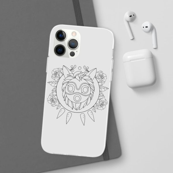 Studio Ghibli Films Princess Mononoke - Princess Mononoke Mask in Black and White iPhone Cases-Accessories, Phone Case, princess mononoke, Studio Ghibli Films Princess Mononoke