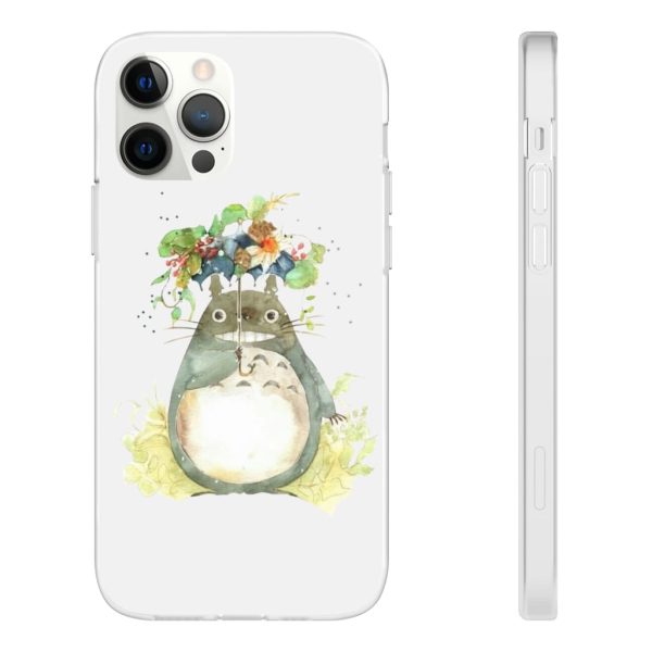 Dust Sprites Spirited Away - Totoro with Flower Umbrella iPhone Cases-Accessories, Dust Sprites Spirited Away, My Neighbor Totoro, Phone Case