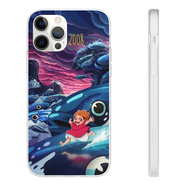 Ponyo Poster - Ponyo 2008 Illustration iPhone Cases-Accessories, Phone Case, ponyo, Ponyo Poster