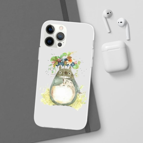 Dust Sprites Spirited Away - Totoro with Flower Umbrella iPhone Cases-Accessories, Dust Sprites Spirited Away, My Neighbor Totoro, Phone Case