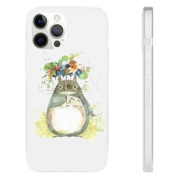 Dust Sprites Spirited Away - Totoro with Flower Umbrella iPhone Cases-Accessories, Dust Sprites Spirited Away, My Neighbor Totoro, Phone Case