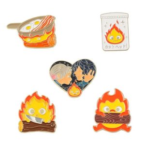 Sophie Howl's Moving Castle - Howl’s Moving Castle Naughty Calcifer Badge Pins 5pcs/set-Accessories, calcifer, Howl's Moving Castle, Other, Sophie Howl's Moving Castle