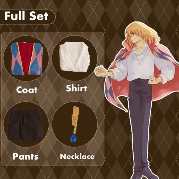 Howl's Moving Castle Film - Howl’s Moving Castle Howl Cosplay Costume Full Set 4PCS-Cosplay, Howl's Moving Castle, Howl's Moving Castle Film, Other