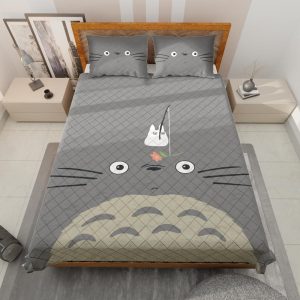 Chibi Totoro - Gray Totoro Quilt Bedding Set-Bed Set, Chibi Totoro, House Decor, My Neighbor Totoro