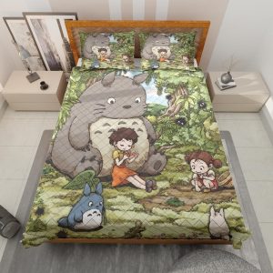 Totoro Sun Shade Cat Bus - Totoro and The Girls Quilt Bedding Set-Bed Set, House Decor, My Neighbor Totoro, Totoro Sun Shade Cat Bus