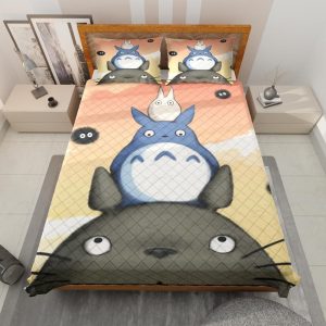 My Neighbor Totoro Satsuki - Totoro Family Quilt Bedding Set-Bed Set, House Decor, My Neighbor Totoro, My Neighbor Totoro Satsuki