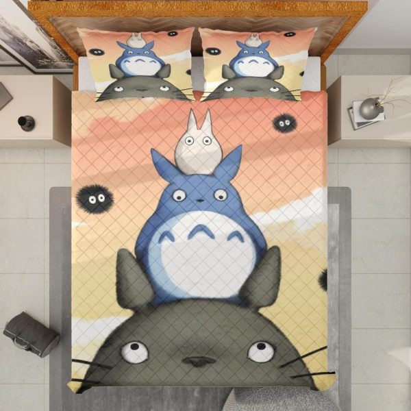 My Neighbor Totoro Satsuki - Totoro Family Quilt Bedding Set-Bed Set, House Decor, My Neighbor Totoro, My Neighbor Totoro Satsuki