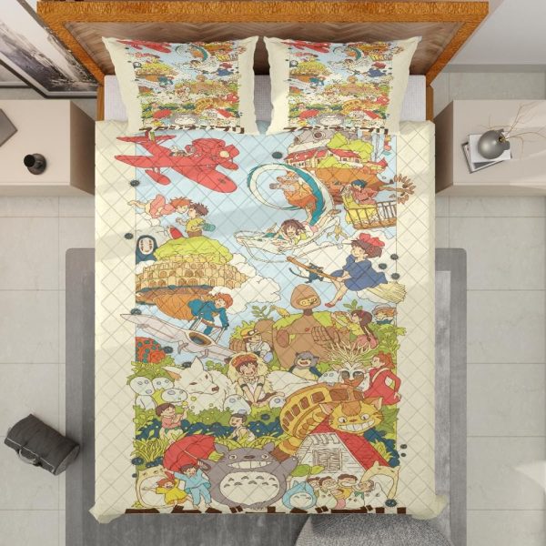 Caballito De Totora Png - Studio Ghibli Compilation Quilt Bedding Set-Bed Set, Caballito De Totora Png, House Decor, Howl's Moving Castle, Kiki's Delivery Service, My Neighbor Totoro, ponyo, princess mononoke, Spirited Away