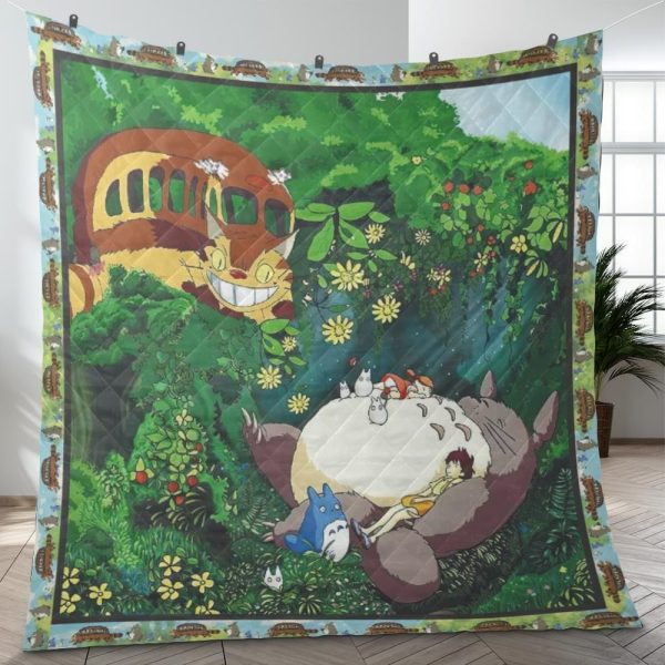 Hayao Miyazaki Totoro - My Neighbor Totoro in the Forest Quilt Blanket-Hayao Miyazaki Totoro, House Decor, My Neighbor Totoro