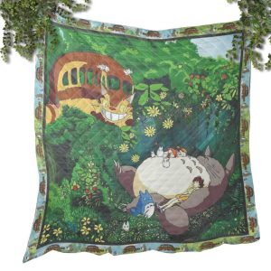 Hayao Miyazaki Totoro - My Neighbor Totoro in the Forest Quilt Blanket-Hayao Miyazaki Totoro, House Decor, My Neighbor Totoro