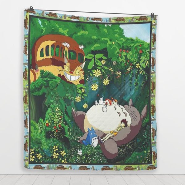 Hayao Miyazaki Totoro - My Neighbor Totoro in the Forest Quilt Blanket-Hayao Miyazaki Totoro, House Decor, My Neighbor Totoro