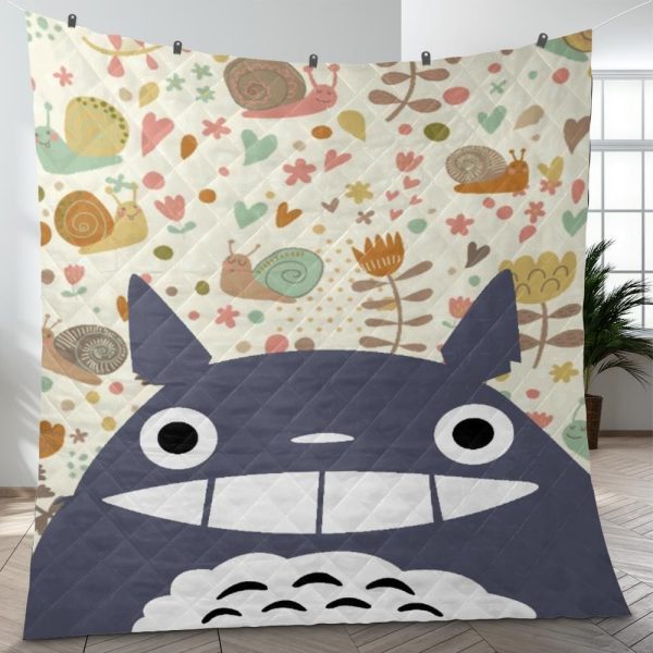 Totoro Anime - Smiling Totoro Quilt Blanket-Bed Set, House Decor, My Neighbor Totoro, Totoro Anime