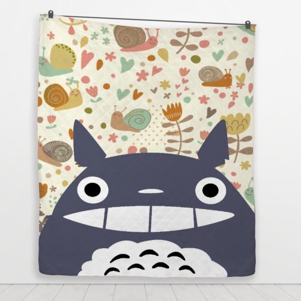 Totoro Anime - Smiling Totoro Quilt Blanket-Bed Set, House Decor, My Neighbor Totoro, Totoro Anime