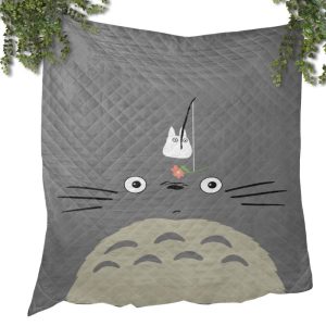 Chat Bus Totoro - Gray Totoro Quilt Blanket-Bed Set, Chat Bus Totoro, House Decor, My Neighbor Totoro