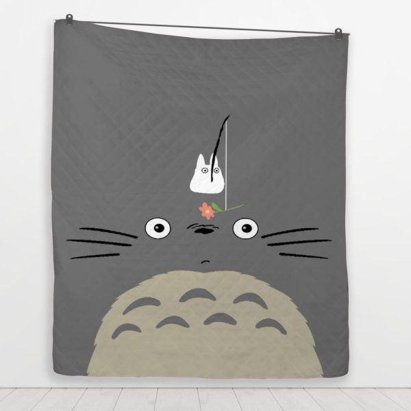 Chat Bus Totoro - Gray Totoro Quilt Blanket-Bed Set, Chat Bus Totoro, House Decor, My Neighbor Totoro