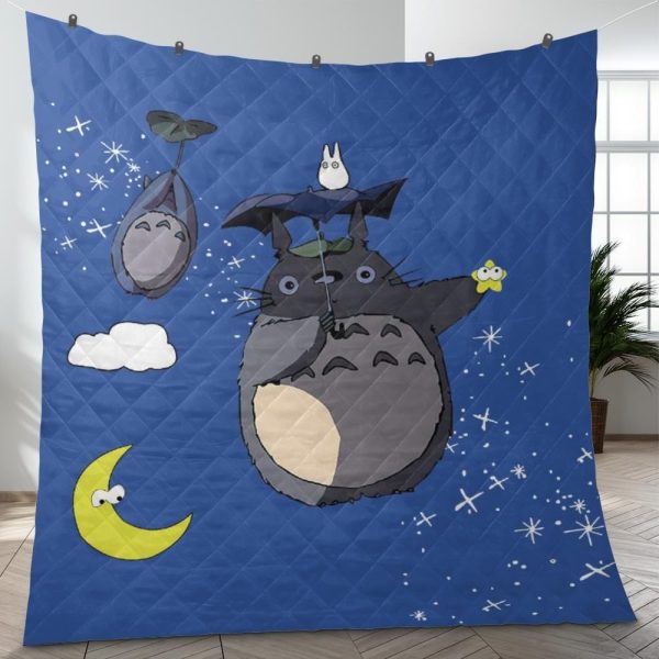 Totoro Ramen - Umbrella Totoro Quilt Blanket-Bed Set, House Decor, My Neighbor Totoro, Totoro Ramen