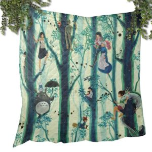 Totoro Ann Arbor - Totoro and Friends in The Jungle Quilt Blanket-Bed Set, House Decor, My Neighbor Totoro, Totoro Ann Arbor