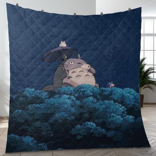 Totoro Shirt - Totoro Flute Night Quilt Blanket-Bed Set, House Decor, My Neighbor Totoro, Totoro Shirt