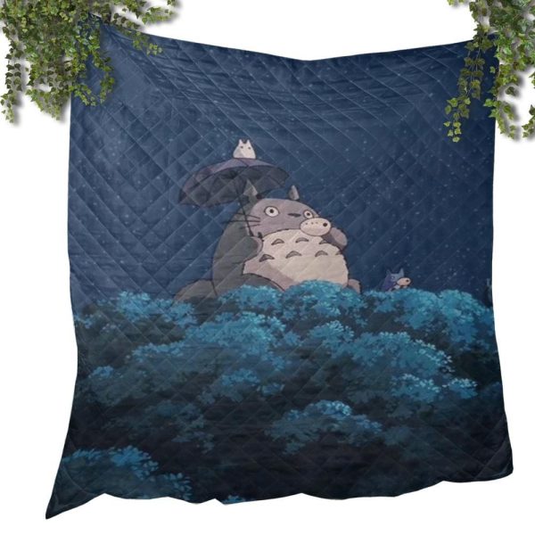 Totoro Shirt - Totoro Flute Night Quilt Blanket-Bed Set, House Decor, My Neighbor Totoro, Totoro Shirt