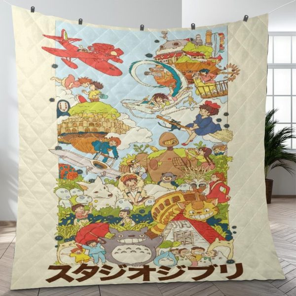 Studio Ghibli Compilation Quilt Blanket-Bed Set, House Decor