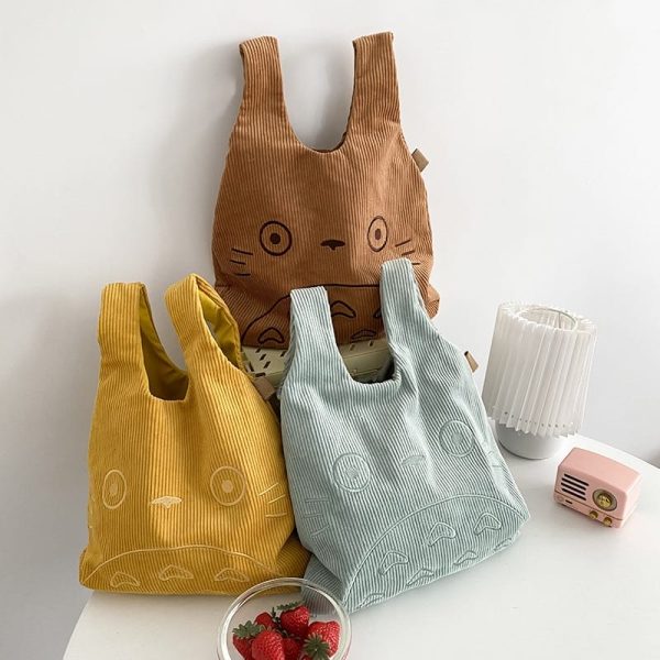 Totoro Dust Sprites - My Neighbor Totoro Cartoon Corduroy Tote Bag-Accessories, Bags, My Neighbor Totoro, Other, Totoro Dust Sprites