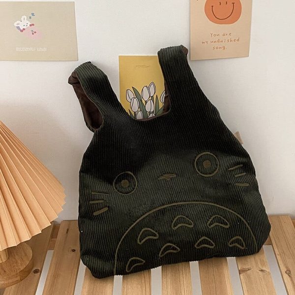 Totoro Dust Sprites - My Neighbor Totoro Cartoon Corduroy Tote Bag-Accessories, Bags, My Neighbor Totoro, Other, Totoro Dust Sprites