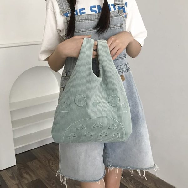 Totoro Dust Sprites - My Neighbor Totoro Cartoon Corduroy Tote Bag-Accessories, Bags, My Neighbor Totoro, Other, Totoro Dust Sprites