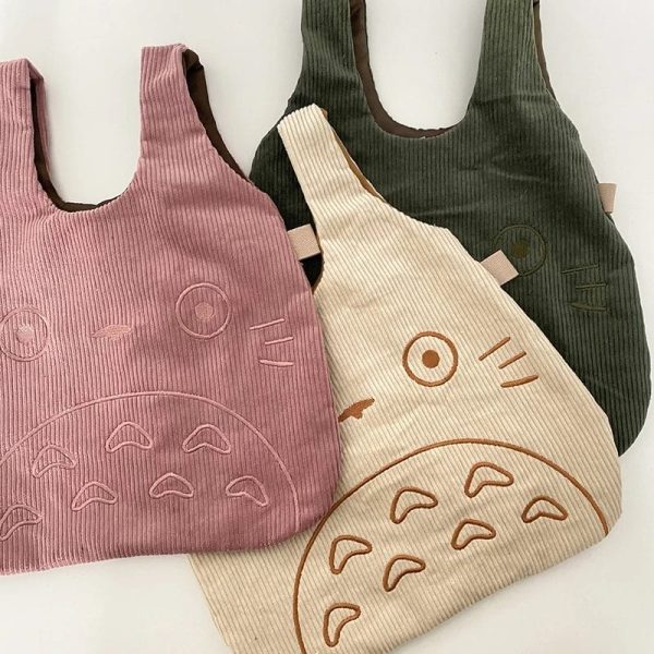 Totoro Dust Sprites - My Neighbor Totoro Cartoon Corduroy Tote Bag-Accessories, Bags, My Neighbor Totoro, Other, Totoro Dust Sprites