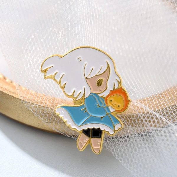 Howl's Moving Castle Movie Cast - Howl’s Moving Castle – Kawaii Chibi Sophie And Howl Badge Pin-Accessories, Howl's Moving Castle, Howl's Moving Castle Movie Cast, Other