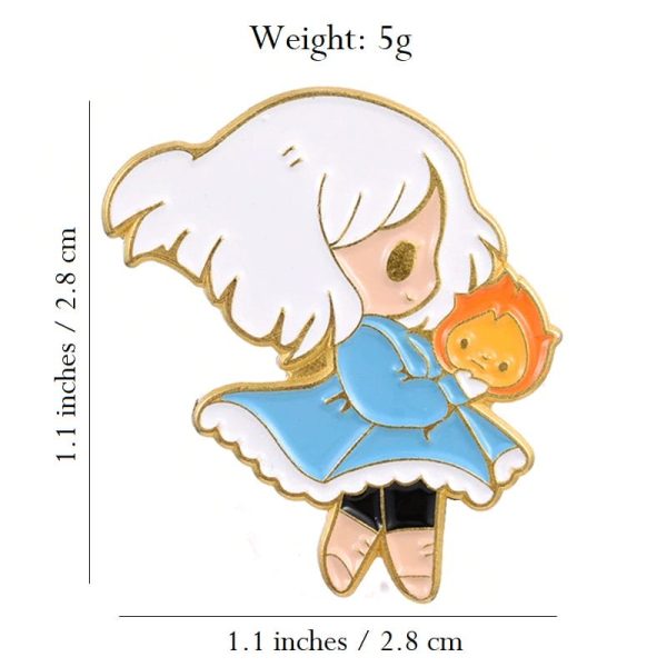 Howl's Moving Castle Movie Cast - Howl’s Moving Castle – Kawaii Chibi Sophie And Howl Badge Pin-Accessories, Howl's Moving Castle, Howl's Moving Castle Movie Cast, Other