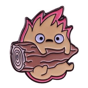 Howl In Howl's Moving Castle - Howl’s Moving Castle Calcifer with The Log Badge Pins-Bags, Howl In Howl's Moving Castle, Other