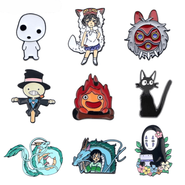 Ghibli Studio Characters Cute Badge Pins 15 Styles-Accessories, Bags, kaonashi, no face, Other