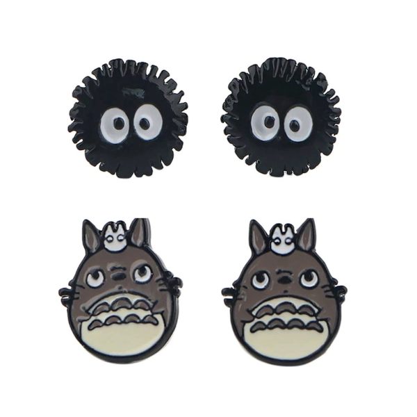 Spirited Away Movie - My Neighbor Totoro & Fairy Dust Stud Earrings-Accessories, Earrings, My Neighbor Totoro, Other, Satsuki Totoro, Soot Sprites, Spirited Away, Spirited Away Movie