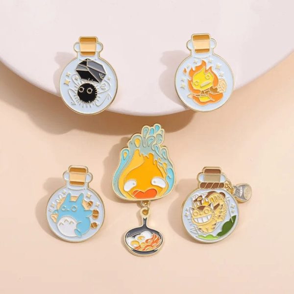 My Totoro - Ghibli Cute Characters Badge Pin Set 5pcs-Accessories, calcifer, Howl's Moving Castle, My Neighbor Totoro, My Totoro, Other