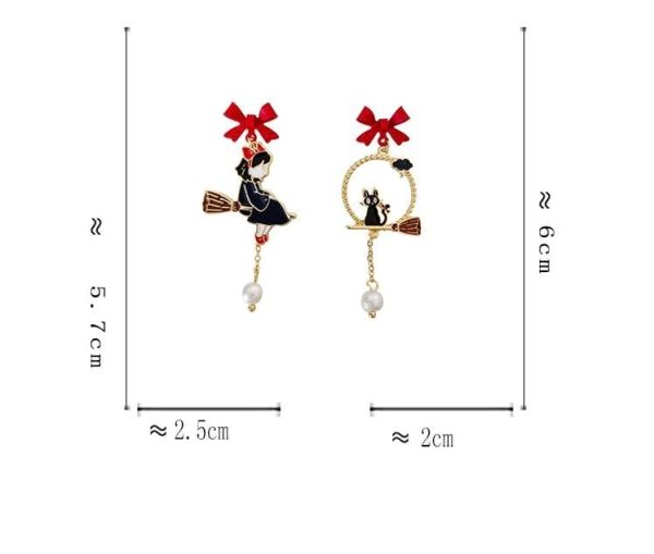 Figures Set Ghibli Ga Ippai Yubin Ningyou Kiki's Delivery Service - Kiki’s Delivery Service Cute Pearl Asymmetry Earrings-Accessories, Earrings, Figures Set Ghibli Ga Ippai Yubin Ningyou Kiki's Delivery Service, Kiki's Delivery Service, Other