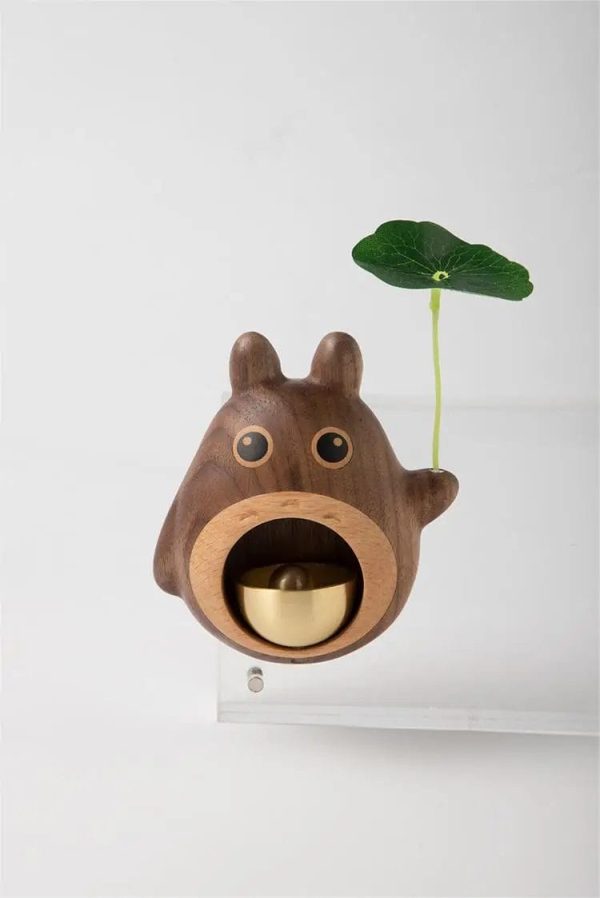 Soot Balls Totoro - Totoro Handcrafted Black Walnut Doorbell-House Decor, My Neighbor Totoro, Soot Balls Totoro, Toy Figure