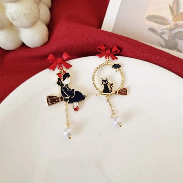 Figures Set Ghibli Ga Ippai Yubin Ningyou Kiki's Delivery Service - Kiki’s Delivery Service Cute Pearl Asymmetry Earrings-Accessories, Earrings, Figures Set Ghibli Ga Ippai Yubin Ningyou Kiki's Delivery Service, Kiki's Delivery Service, Other