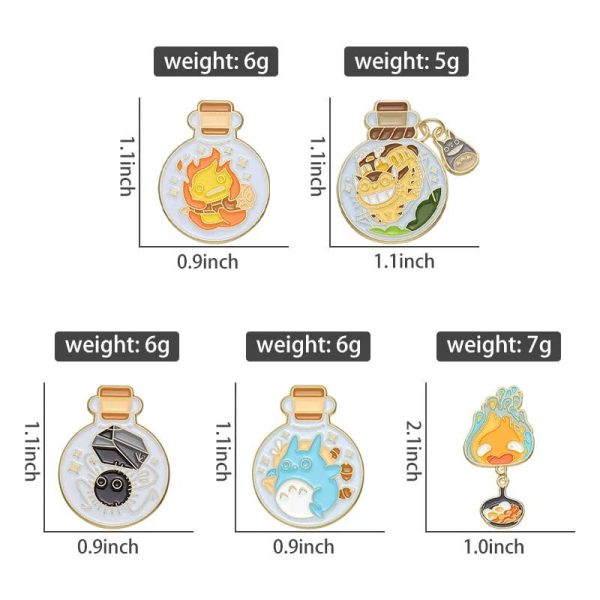 My Totoro - Ghibli Cute Characters Badge Pin Set 5pcs-Accessories, calcifer, Howl's Moving Castle, My Neighbor Totoro, My Totoro, Other