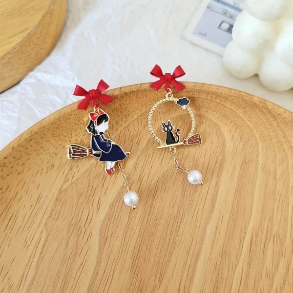 Figures Set Ghibli Ga Ippai Yubin Ningyou Kiki's Delivery Service - Kiki’s Delivery Service Cute Pearl Asymmetry Earrings-Accessories, Earrings, Figures Set Ghibli Ga Ippai Yubin Ningyou Kiki's Delivery Service, Kiki's Delivery Service, Other