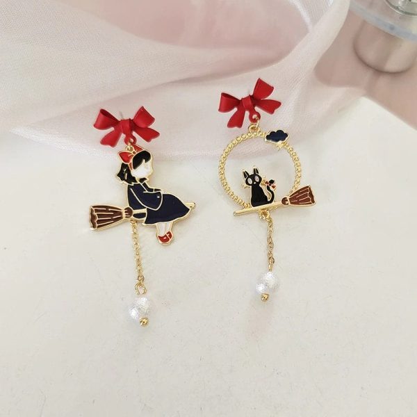 Figures Set Ghibli Ga Ippai Yubin Ningyou Kiki's Delivery Service - Kiki’s Delivery Service Cute Pearl Asymmetry Earrings-Accessories, Earrings, Figures Set Ghibli Ga Ippai Yubin Ningyou Kiki's Delivery Service, Kiki's Delivery Service, Other