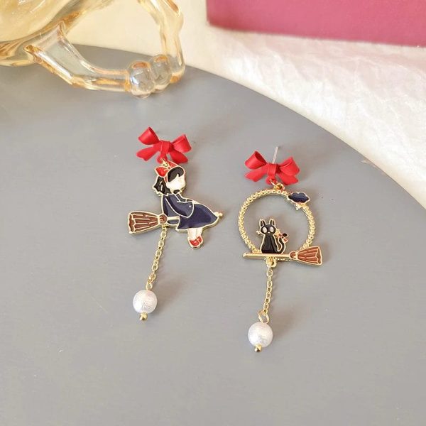 Figures Set Ghibli Ga Ippai Yubin Ningyou Kiki's Delivery Service - Kiki’s Delivery Service Cute Pearl Asymmetry Earrings-Accessories, Earrings, Figures Set Ghibli Ga Ippai Yubin Ningyou Kiki's Delivery Service, Kiki's Delivery Service, Other