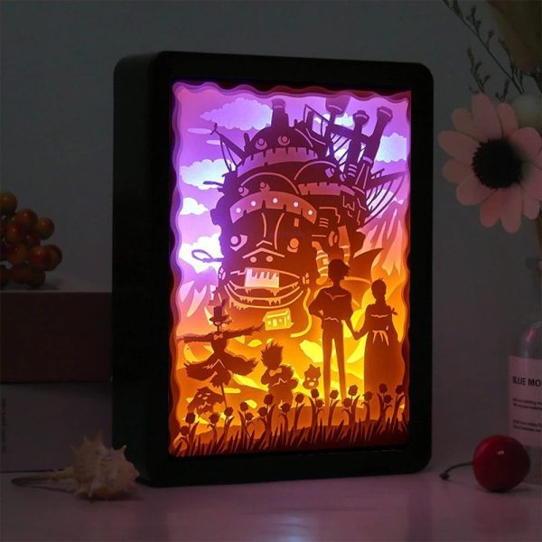 Cast Of Howl's Moving Castle - Howl’s Moving Castle 3D Paper Carving Art Light Box-Cast Of Howl's Moving Castle, House Decor, Howl's Moving Castle, Other