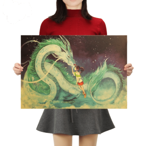 Spirited Away Live' - Spirited Away Chihiro and Haku Kraft Paper Poster-House Decor, Poster, Spirited Away, Spirited Away Live