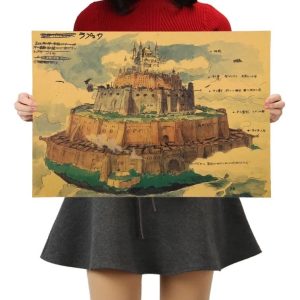 Laputa - Castle In The Sky - Laputa: Castle in the Sky Kraft Paper Retro Poster-House Decor, Laputa: Castle in the Sky, Other, Poster